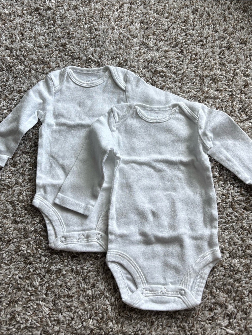 Carter's White Long Sleeve Baby Bodysuit Duo